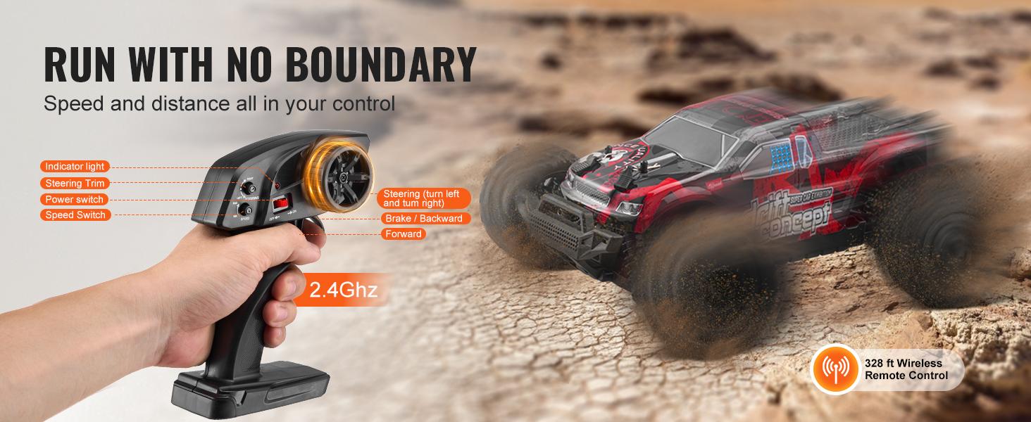 VEVOR  Remote Control Car 1:18 Scale RC Car for Adults, 36 km/h High Speed, All Terrain Waterproof IPX4 Electric 4WD Off-Road Monster Truck with 2 Batteries Hobby RC Truck Xmas Gift for Adult and Boys