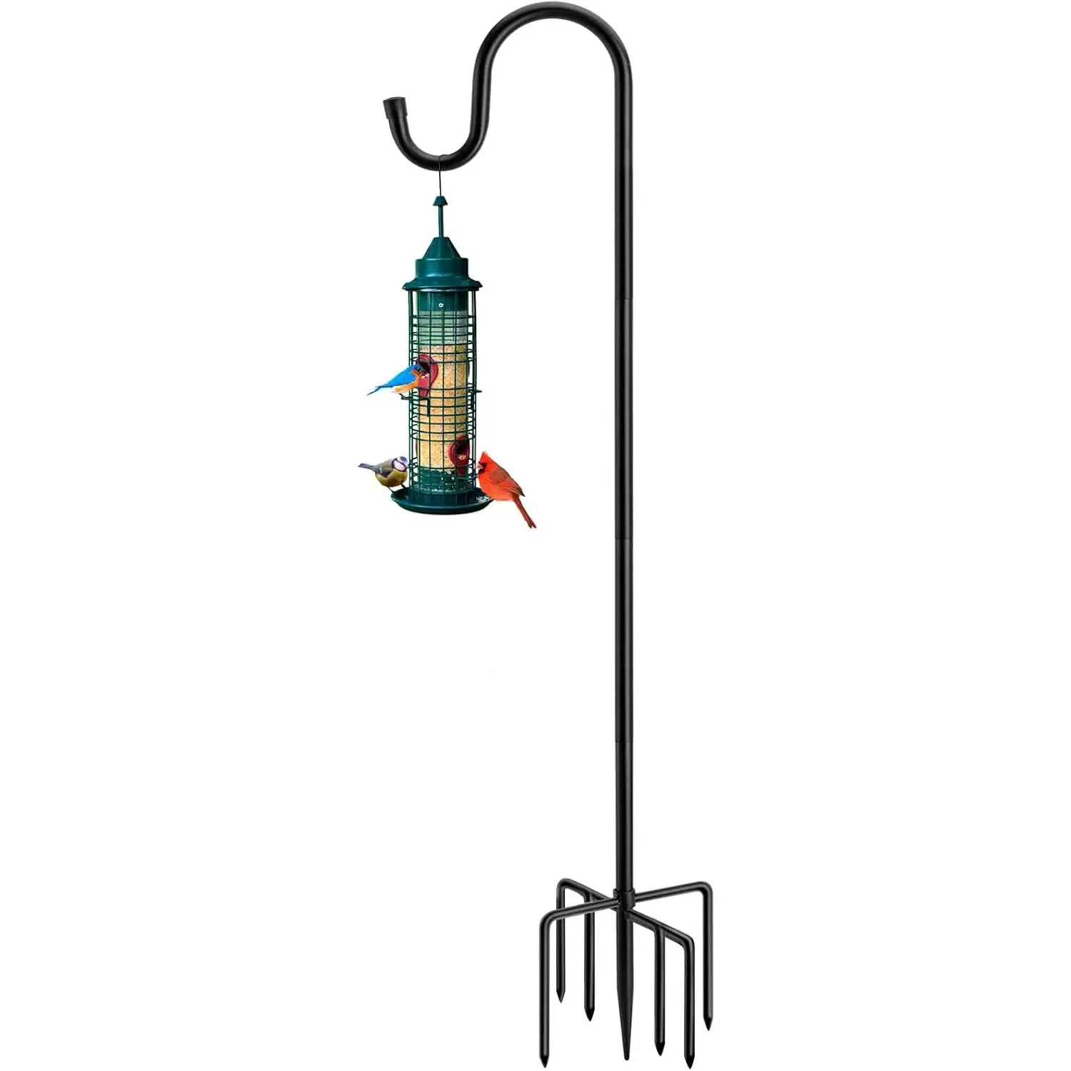 Shepherds Hooks for Outdoor with 7 Base Prongs, 72 Inches Heavy Duty Garden Bird Feeder Pole for Hanging Lantern, Plant Baskets, Solar Light Lanterns, Outdoor Plant Hanger Hook,1 Pack