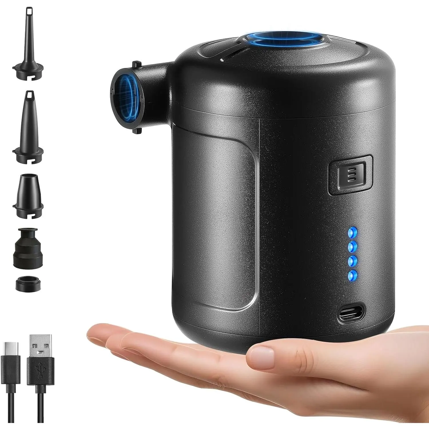 Portable Air Pump for Inflatables, Rechargeable Air Mattress Pump, 400L/min Quick-Fill Inflate & Deflate, 6000mAh Battery Powered Pump for Air Beds, Pool Floats, Vacuum Storage Bags