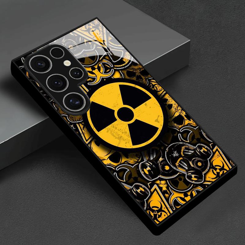 High-Quality Glass Phone Case with a Nuclear Radiation Warning Wallpaper Design, Suitable for Samsung Galaxy S26 S25 S24 S23 S22Pro S21 S20 Fe Plus Ultra Pro A56 A55 A54 A53 A52 A51 A36 A35 A34 A32 A26 A25 A24 A23 A16 A15 A14 A06 A05 A03s