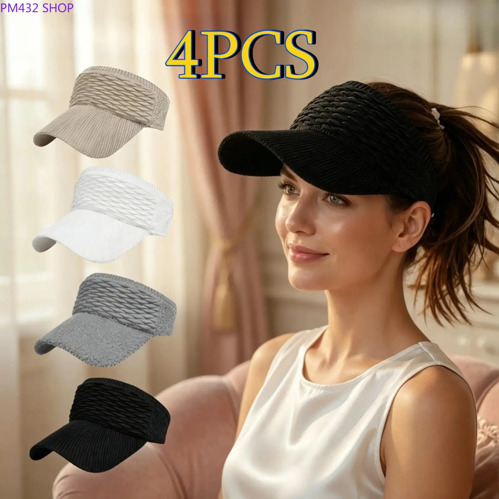 Women’s 4-Pack Open Top Ponytail Baseball Caps – Adjustable UV Protection Breathable Sun Hats for Running, Hiking & Outdoor Sports, Hair-Friendly Design for Daily Wear