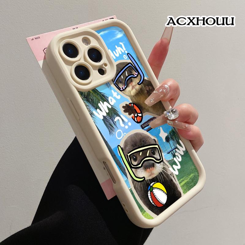Compatible with iPhone 17 16 E Pro Max 15 Plus 14 13 12 11 XS XR Otter Beach Fun Soft TPU Shockproof Anti-Scratch Rugged Cover