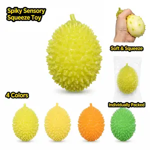prpberry Realistic Spiky Durian Squeeze Toy| Highly Satisfying Soft Sensory Fruit Fidget Ball, Perfect Desktop Stress Reliever Gift, Individually Packed