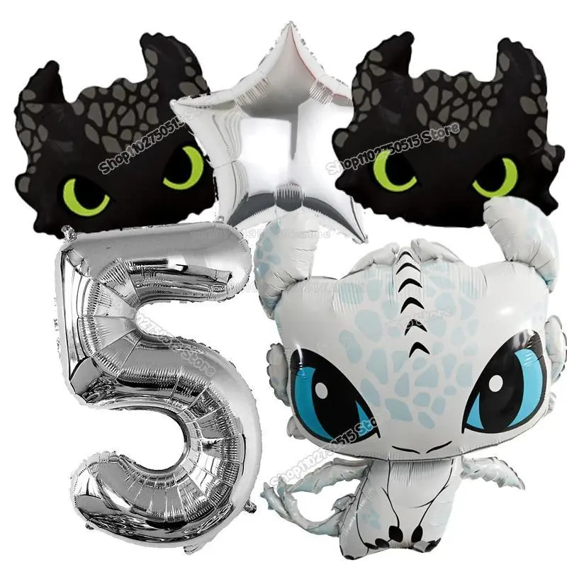 Light Night Dragon Birthday Decoration Cartoon Toothless Number Balloon Set Boy Girl Party Favor Anime Movie Kids Birthday Decor