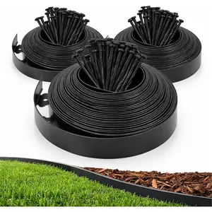 1.5" x 100' Landscape Edging Kit, Garden Edging Coil Comes with 120 count Spikes, No Dig Lawn Border