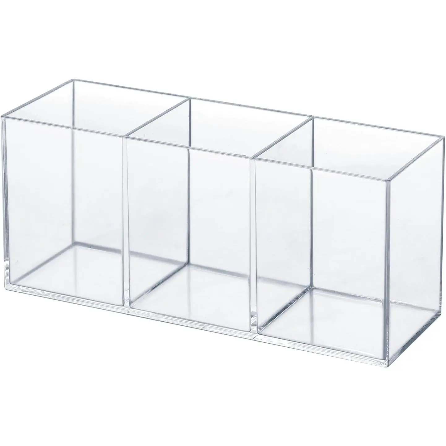Clear  Silverware & Pen Organizer , Transparent Plastic Silverware Holder,  for Office, Bedroom, and Bathroom Storage