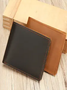 Vintage Crazy Horse Leather Short Wallet, Multi-Function Card Holder, Premium Solid Color Card Case, Export Zero Wallet