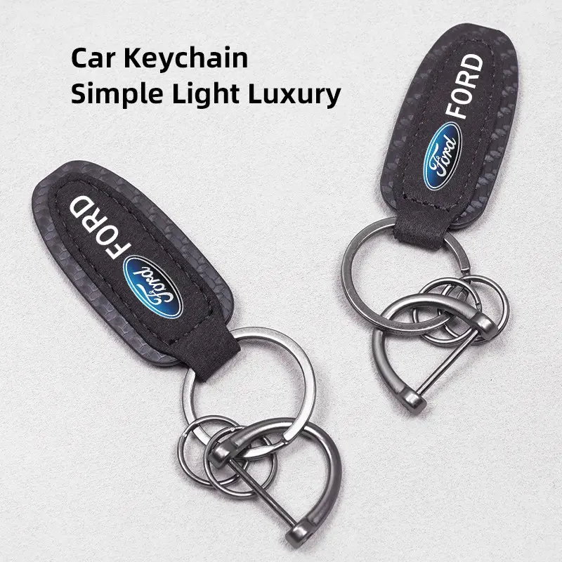 Metal Leather Car Keychain Car Key Ring For Ford Mustang F150 Explorer Expedition Escape Bronco Capri Fiesta Focus Ecosport Figo Maverick Ranger S-MAX Mondeo F250 F350 Galaxy Everest Kuga EDGE KA Fusion Taurus Escort