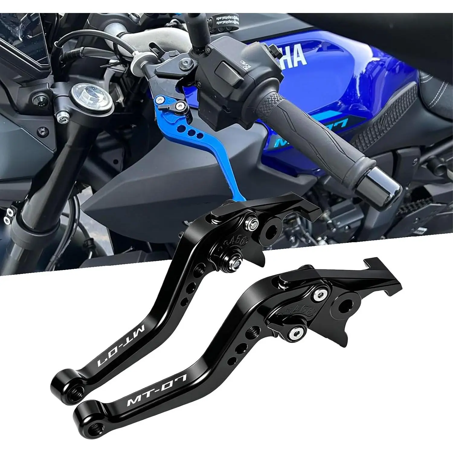 Motorcycle Brake Lever for MT07 2014-2023 2024 2025 2026, Adjustable Short Replacement Brake Lever & Clutch Lever Nice Accessories for MT-07 Black