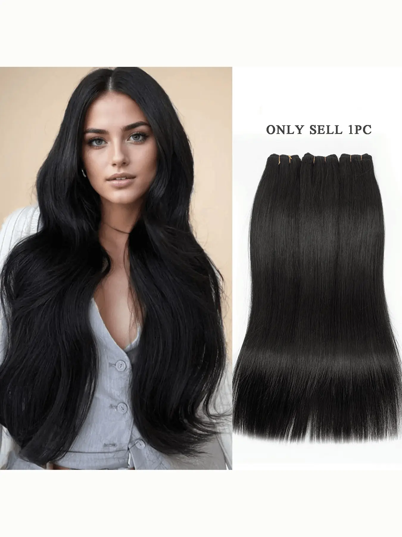 Natural Real Hair Weft Extensions, High-Quality Double Track Weave Bundles, 12-24 Inch Sew-In Hair, 50g Per Bundle
