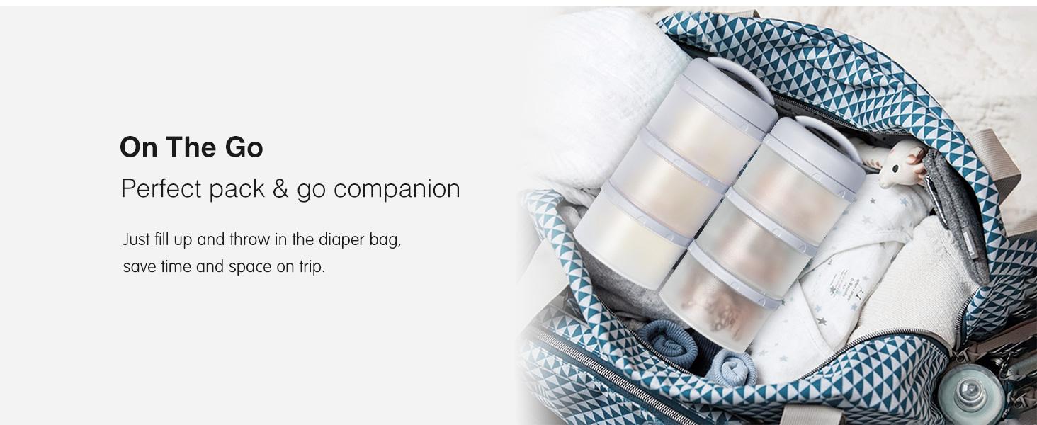 Termichy Stackable Formula Dispenser Portable Milk Powder Container, 2 Pack, Light Pink