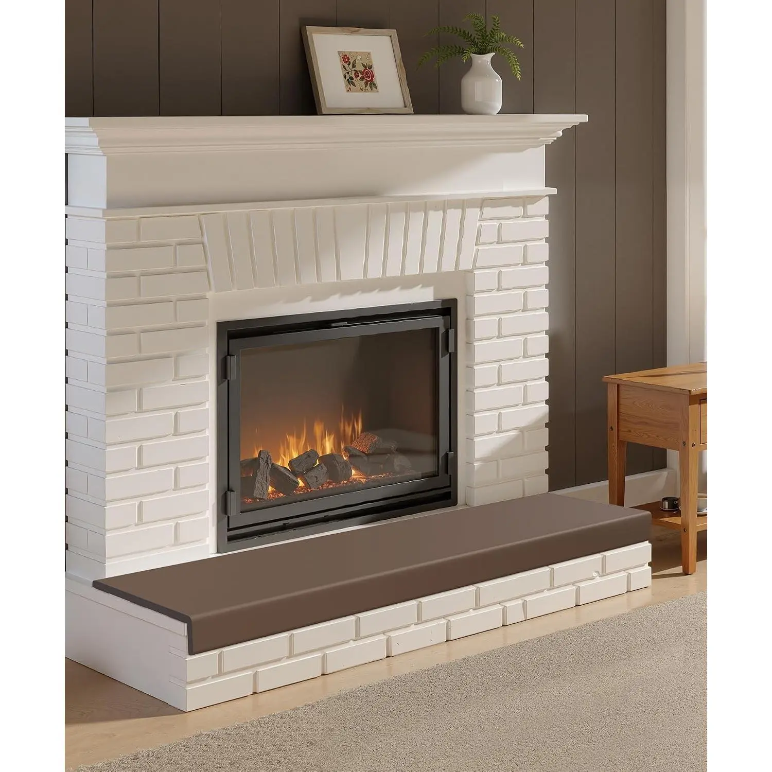 Fireplace Baby Proofing, 80'' Soft Seat Hearth Cushion for Baby Proof, Memory Foam Brick Fire Place Bumper Protector Pad for Babies Child Children Toddlers (Brown)