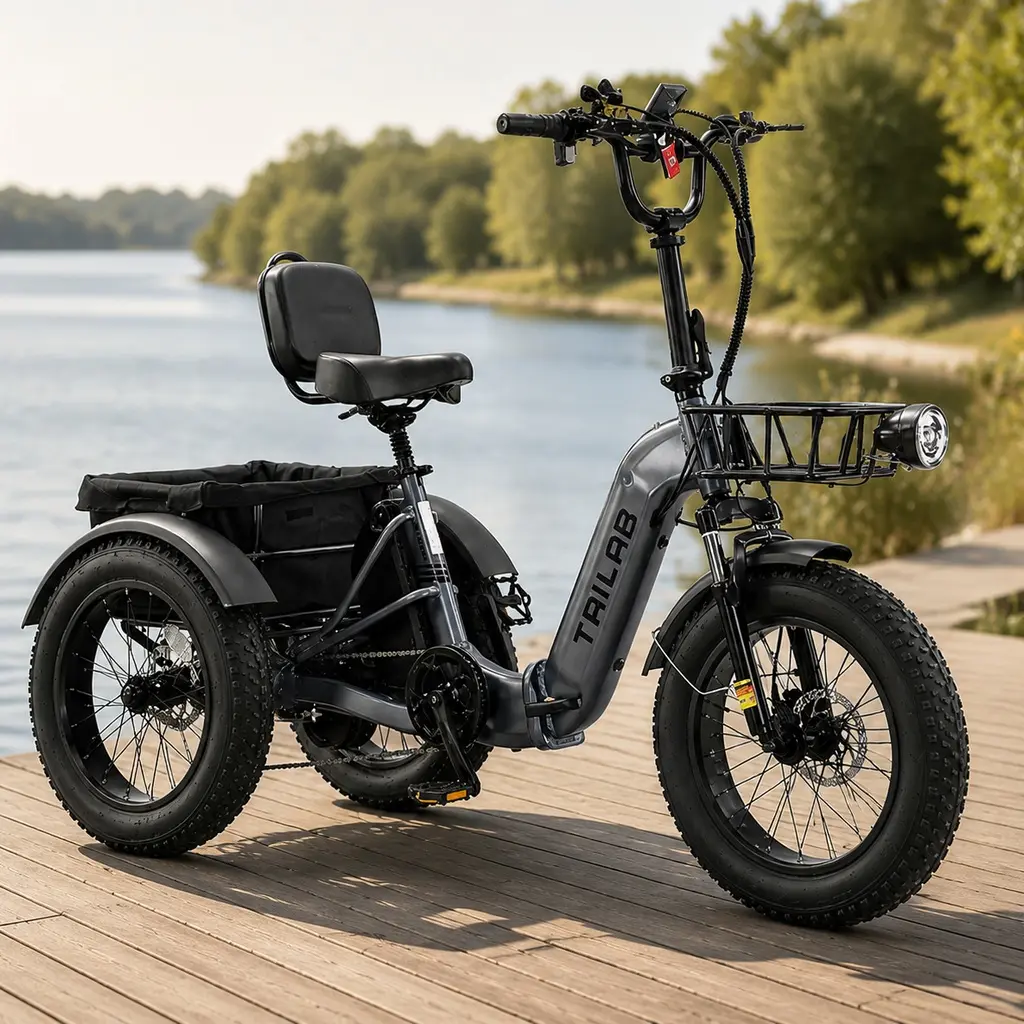 Adults' Folding Electric Trike (29.53w x 72.83d x 49.61h in), ARCH 500W 48V 15.6Ah Step-Thru Aluminum Alloy E-Trike, 20x4.0in Wide Tires, Reverse Button, 100lbs Rear Cargo Bucket, 25km/h Top Speed, 275lbs Capacity, LED Light, for Shopping, Multiple Colors