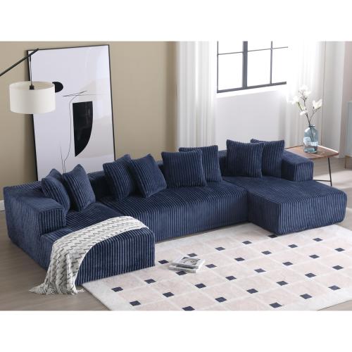 131" Cloud Modular Sofa Sectional with Chaise Lounge, Boneless Couches for Living Room, Deep Seat U-Shaped Couches, No Assembly Required & Free Combination, Elegant Corduroy Sofa, Upholstered Luxury, Comfy & Versatile