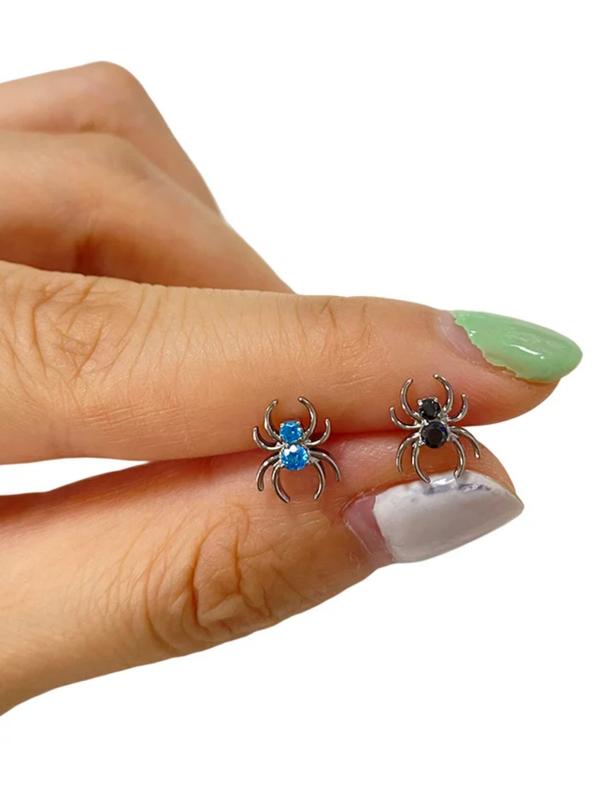 Astm F136 Titanium Spider Ear Studs, Double Round Cz Paved Top, Threaded Labret Tragus Lip Earrings, Punk Style, All Seasons