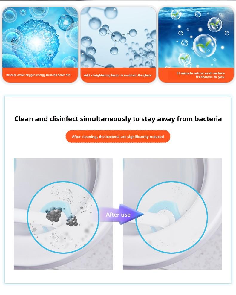 Disposable Toilet Brush with Holder, Deep Clean Toilet Scrubber with Replacement Heads, Quick Clean Toilet Brush for Bathroom, No Drilling