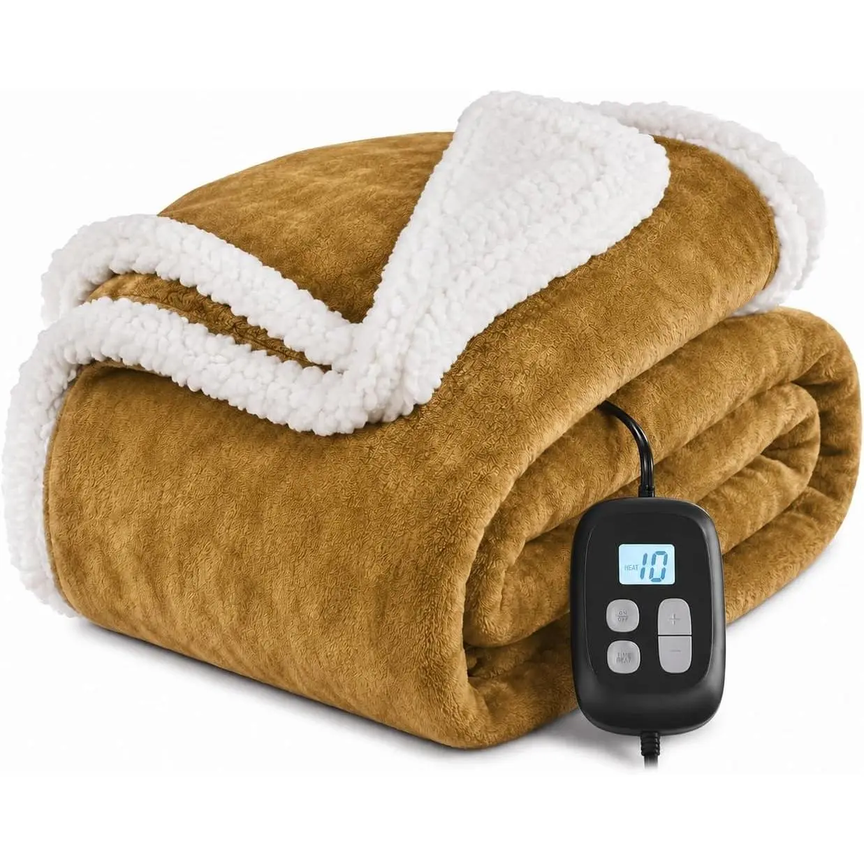 Electric Heated Blanket Full Size 72" x 84", Soft Flannel Heating Blanket for Bed, Sofa, Bedroom, 10 Heat, 1-12H Auto Shut Off, Overheat Protection, Machine Washable, Light Camel