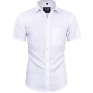 Alimens & Gentle Mens Short Sleeve Dress Shirts Wrinkle Free Solid Casual Button Down Shirts with Pocketgift