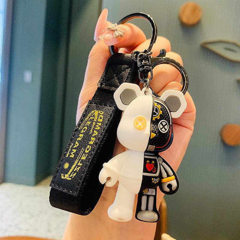 Mechanical Bear Keychain Doll Pendant Car Keyring Accessory Unisex Bag Ornament Small Gift