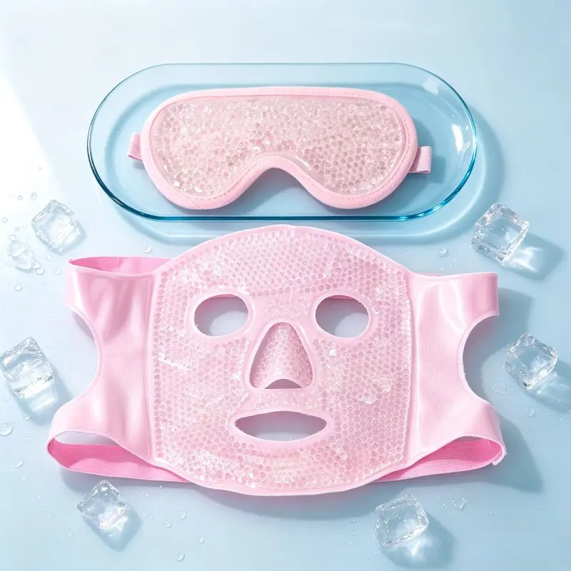 Gel Bead Hot & Cold Facial Mask Set | Facial Mask + Eye Mask Combo, Reusable, Reduces Puffiness and Relieves Headaches with Cold Compress, Soothing Ice Mask for Home Skincare