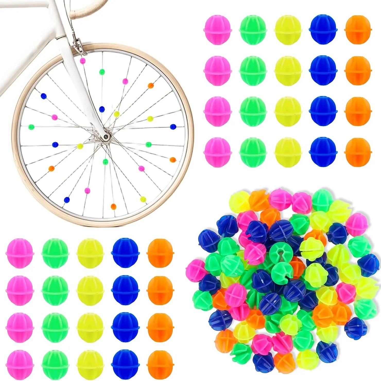 Bicycle Spoke Beads, 144pcs Colorful Plastic Spoke Decorations, Easy to Attach, Bike Wheel Accessories for Boys and Girls, Bike Accessory