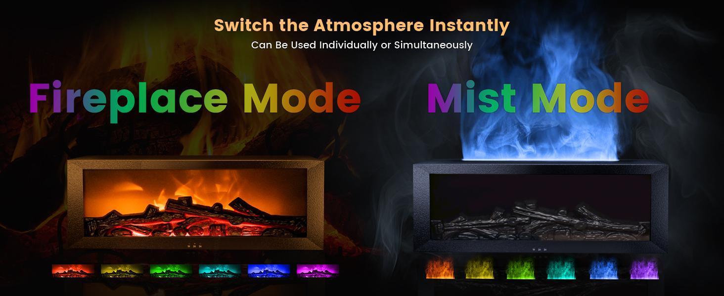 Fireplace Diffusers for Essential Oils Fireplace Humidifier with Remote 150ml Fireside Ultrasonic Humidifier Bonfire Flame Diffuser with 7 Colors Light for Home Room Office (Black)