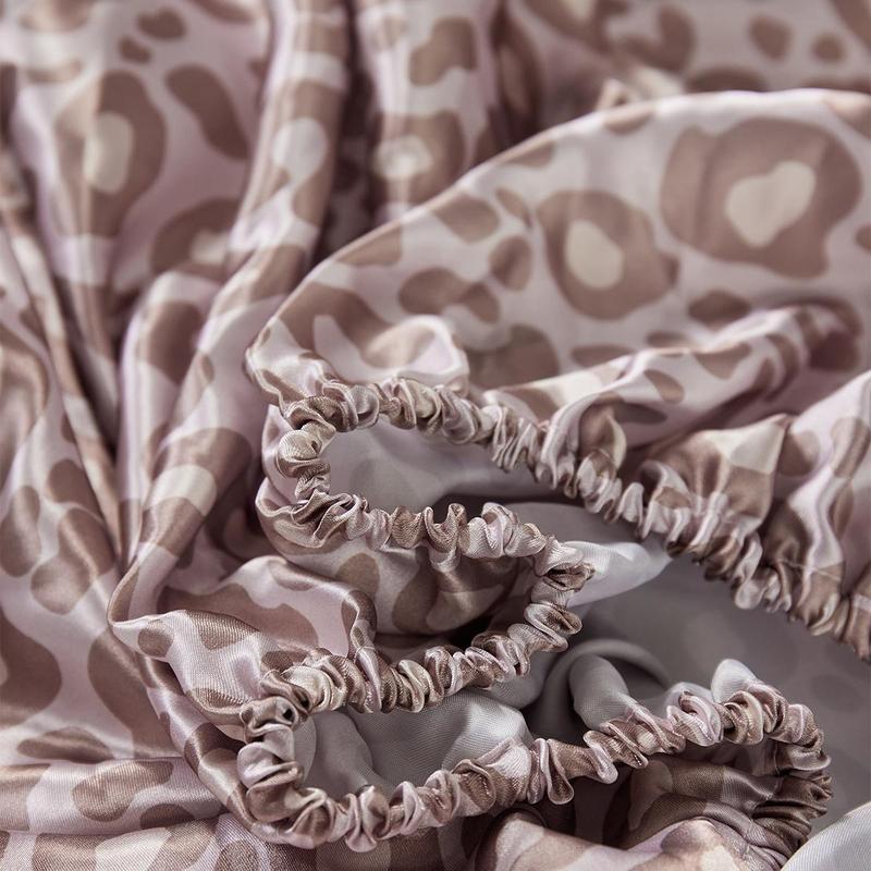 Leopard Print Fitted Sheet & Pillowcase Set, 3 Counts/set Including 1 Count Fitted Sheet & 2 Counts Pillowcase without Filler, Bedding Supplies for Home Bedroom