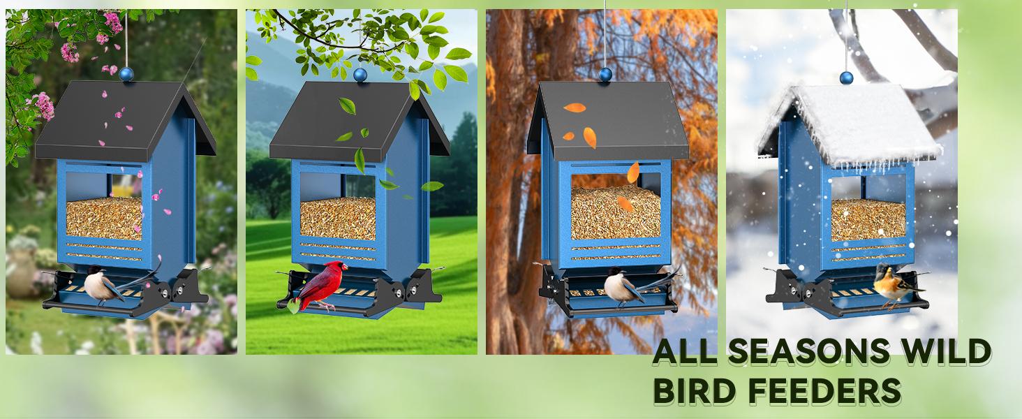 Wildpark Squirrel Proof Smart Bird Feeder by Wildpark - Outdoor Bird House for Bird Watching, Attracts Many More Birds! Durable Courtyard Decoration & Mother‘s Day Gift Idea for Garden Moms.
