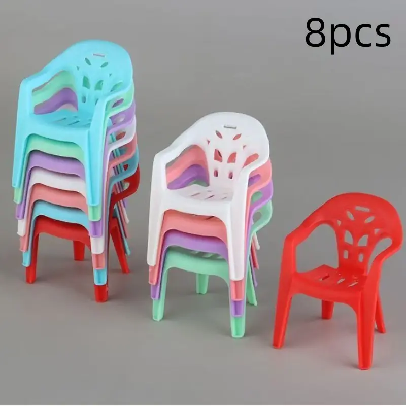 8-Piece Minimalist Beach Lounge Chair Decor Set, Dollhouse Scene Props, Desktop Decoration, Car Ornament, Miniature Decor Items, Decorative Piece
