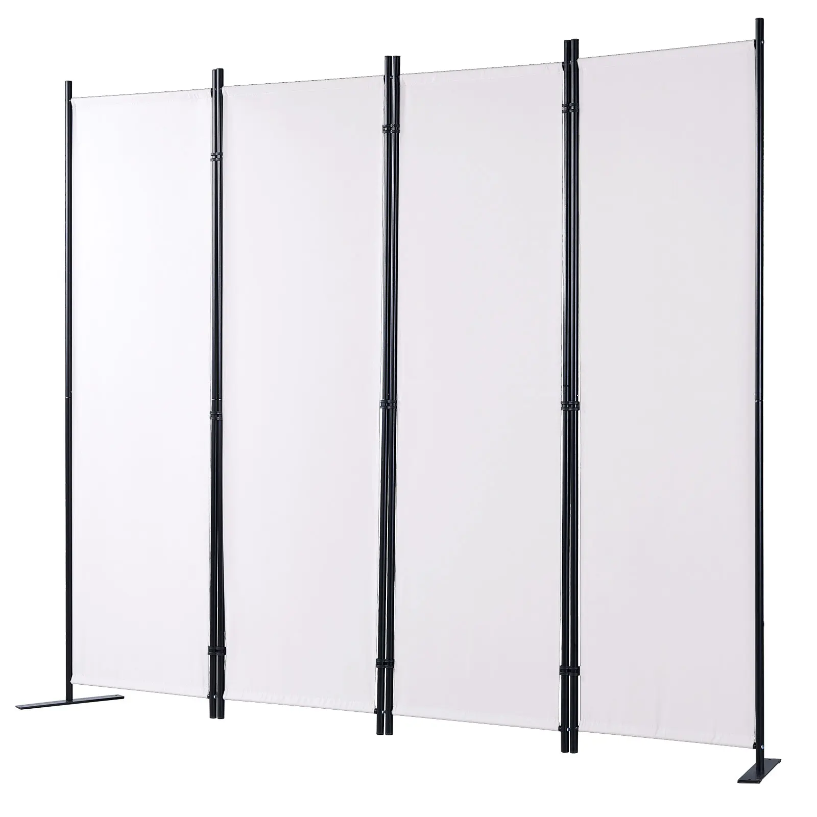 Room Divider, 5.6 ft Room Dividers and Folding Privacy Screens (4-panel), Fabric Partition Room Dividers for Office, Bedroom, Dining Room, Study, Freestanding, White