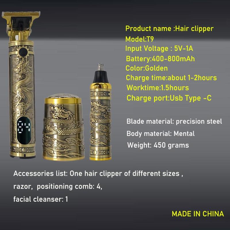 3 in 1 Electric Shaver Kit, 1 Set Professional Hair Trimmer for Men, Nose Hair Trimmer, Cordless Barber Trimmer, Men's Grooming Kit, Hair Clippers Set