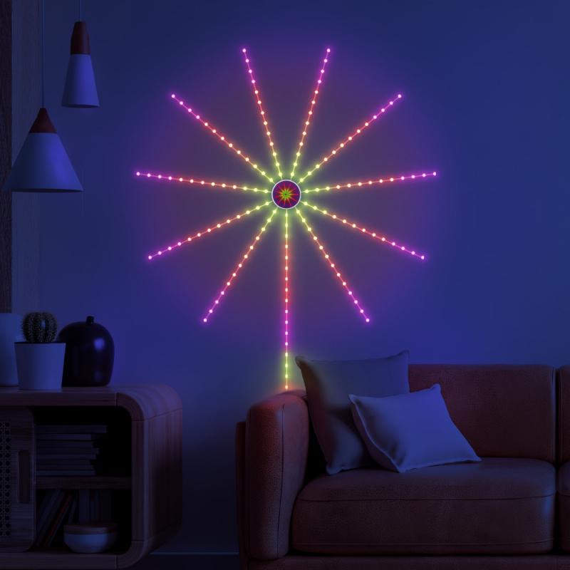 RGB fireworks effect LED ambient light, supports APP control, smart color-changing light strip, suitable for party lights, bedroom lights, and holiday decorative lights. Smart LED light.