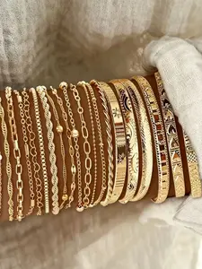20-Piece Elegant Women's Bracelet Set, Fashionable Layering Bracelets, High-Quality Iron, Perfect for Daily Wear and Gifts, Versatile Jewelry