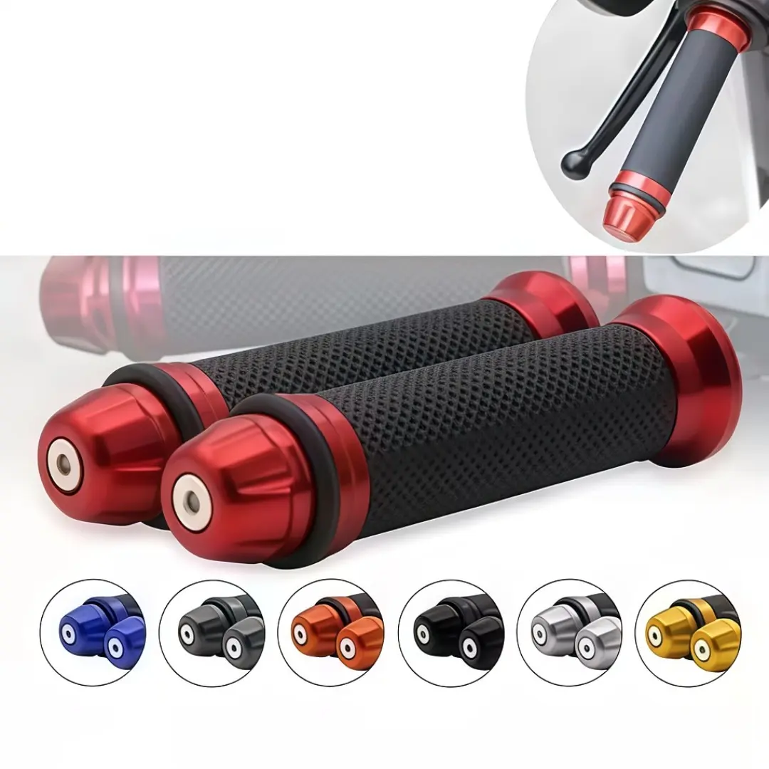7/8 Inch Universal Aluminum Motorcycle Handlebar Grips, Anti-Slip Rubber Grips Replacement for Off-Road Bikes, Scooters, and Sports Bicycles