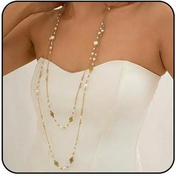 Long  Necklace Layered Necklaces for Women Trendy Long Chain Necklace Dainty Statement Necklaces for Women Sweater Strand Fashion