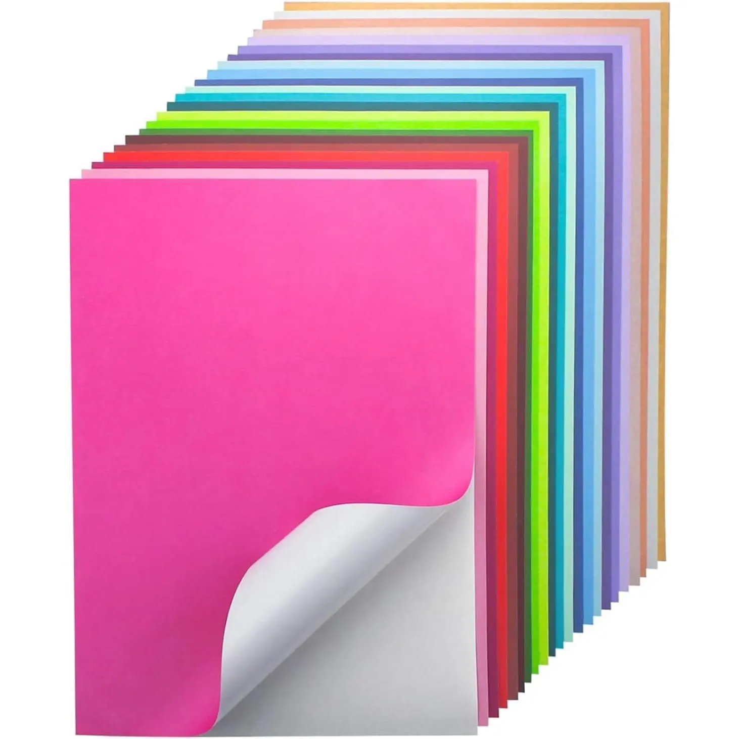 24 Sheets 22-Color A4 Printable Stickers Self-Adhesive Cardstock (250gsm/92lb) for Cricut, Printer, Crafts & Party Decor | Office Stationery Paper Supplies