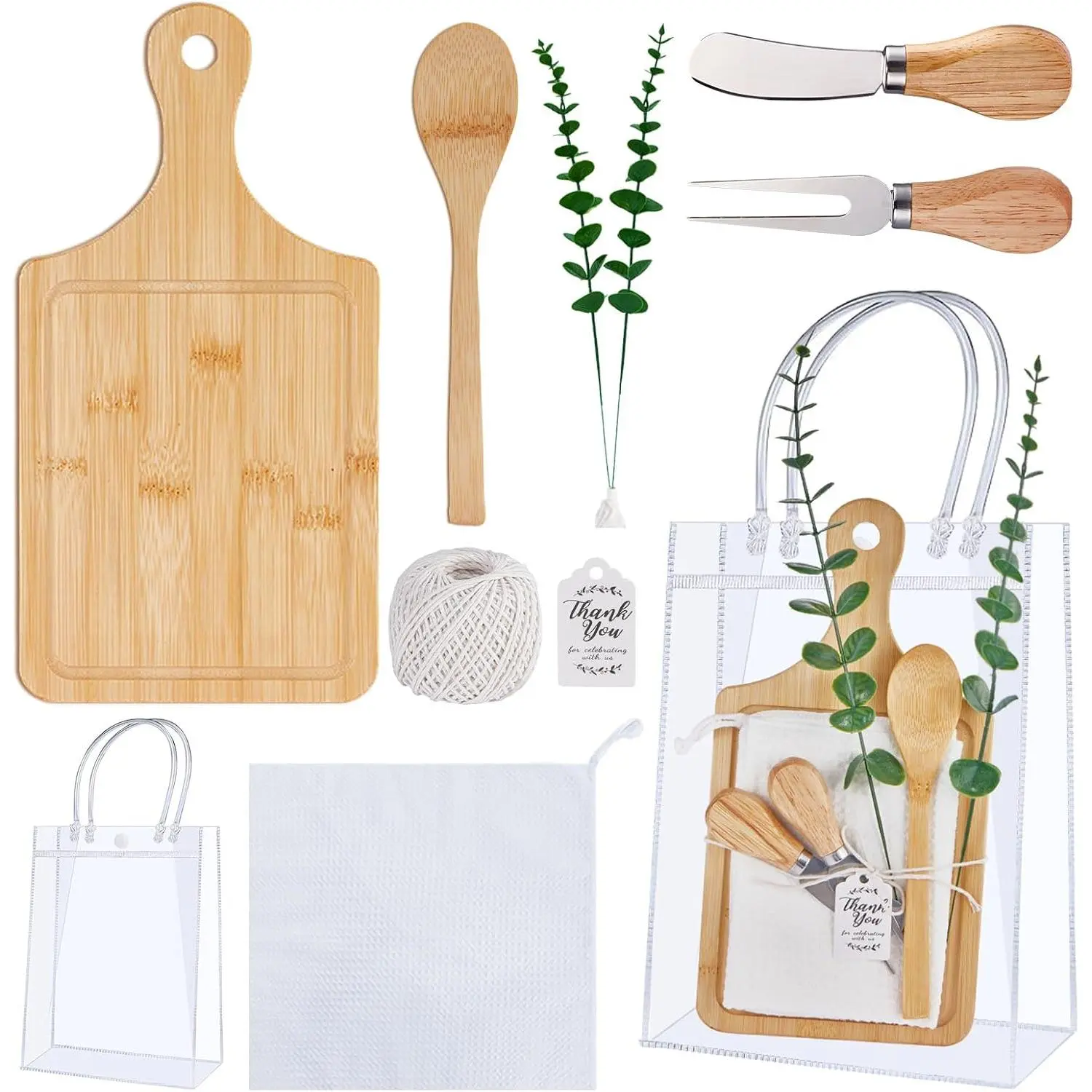 Shower Prizes for  Winners  Cheese Board Spoon Fork Butter Spreaders  Towel Thank You Card and  Bags for  Shower Wedding Bridal Shower Favors (, 1 Set)