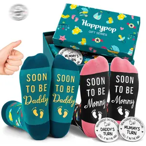 HAPPYPOP New Parent Gift Set - Daddy Mommy Socks with Decision Coin, First Time Parents Pregnancy Gift, Mothers Day Fathers Day Present DealsForYouDays