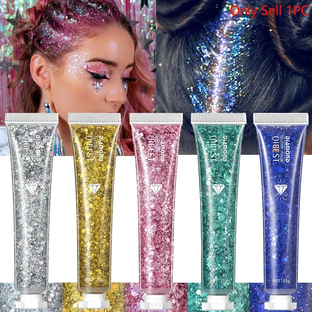 Blinking body glitter gel, Glitter Cosmetic, with long-lasting makeup effect, suitable for eyes, face and body, easy to apply, bright color, Metallic Sparkle, a must-have for festival parties