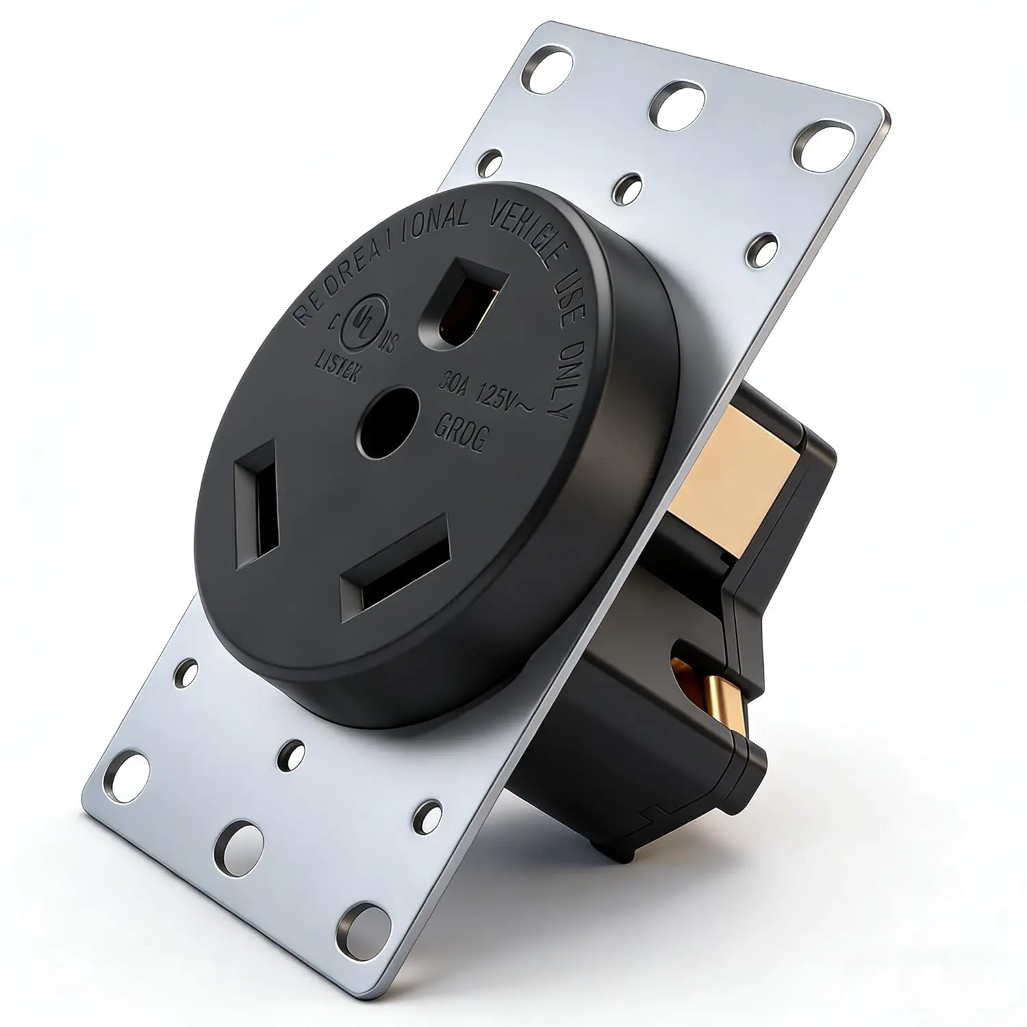NEMA TT-30R RV Outlet 30 Amp 125V Flush Mount Receptacle,1-Pack | UL Certified 30A 125V TT-30R flush receptacle.Heavy duty power outlet  for RVs,travel ,campers & generators