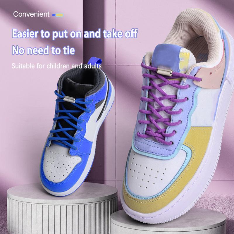 No Tie Shoelace, 2 Pairs Elastic Ladder Laces with Shoe Buckle, Casual Shoes Accessories for Men & Women, Sports Shoe Accessories for Daily Use