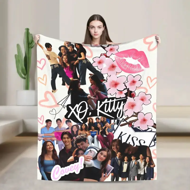 TV XO Kitty Kim Min Ho Soft Warm Blanket  Boy Girl Plush Throw Blanket Novelty Bedroom Flannel Bedspread Sofa Bed Cover