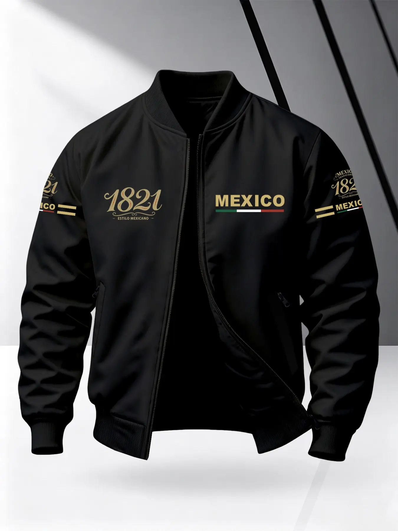 Spring Summer Men's Baseball Jacket Casual, Mexican Print Zipper Top, Comfortable Smooth Fabric, Ideal for Mexico Culture Lovers