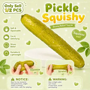 1/2 PCS Pickle Squishy Stress Relief Toys, Realistic Pickle Stress Relief Toy, Slow Rising Soft Squeeze Sensory Fidget, Flexible Rebound Hand Toy for Home Office Classroom Travel Use, Squishy Fidgets