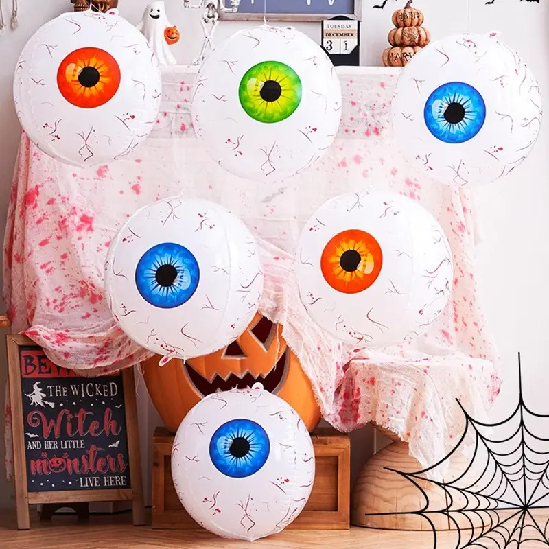 10-Pack Halloween Eye Aluminum Foil Balloons, 4D Horror Large Eye Balloons, Spooky Party Decorations, Perfect Halloween Party Decoration