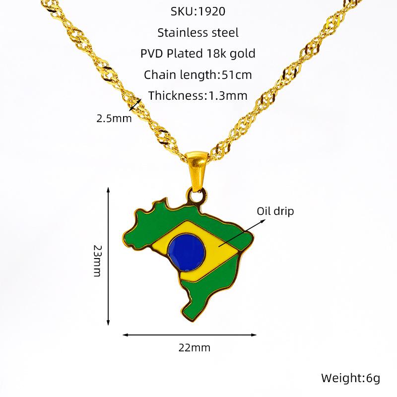 Various Countries Map Pendant Necklace Jewelry, Stainless Steel Necklace