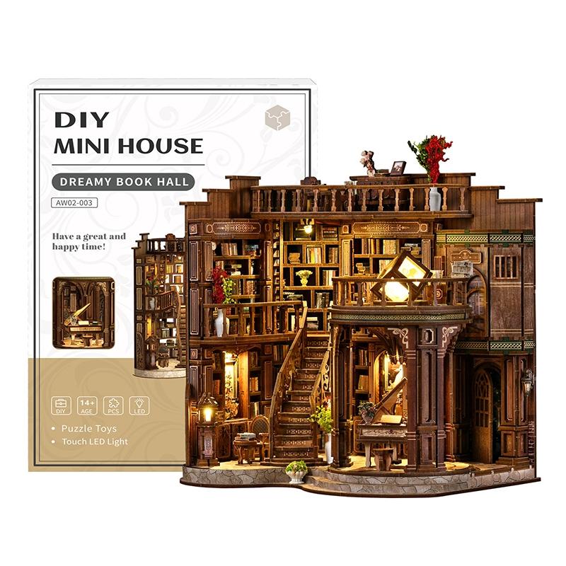 DIY Book Nook Kit, Miniature House Model Set, 3D Wooden Puzzle, Creative Building Blocks, Desk Decoration, Birthday Gift, Christmas Present, Home Decor, Building Block Sets