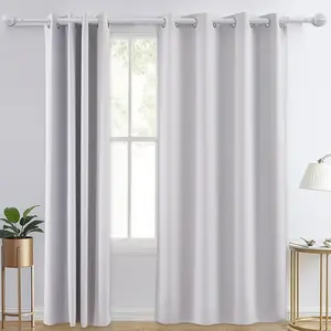 VEVOR Blackout Curtains, White Blocking Drapes for Bedroom and Living Room, 2 Panels Set Grommet Room Darkening Curtain, Solid Thermal Insulated Drapes, Noise Reducing Window Treatments, 52x84 inch