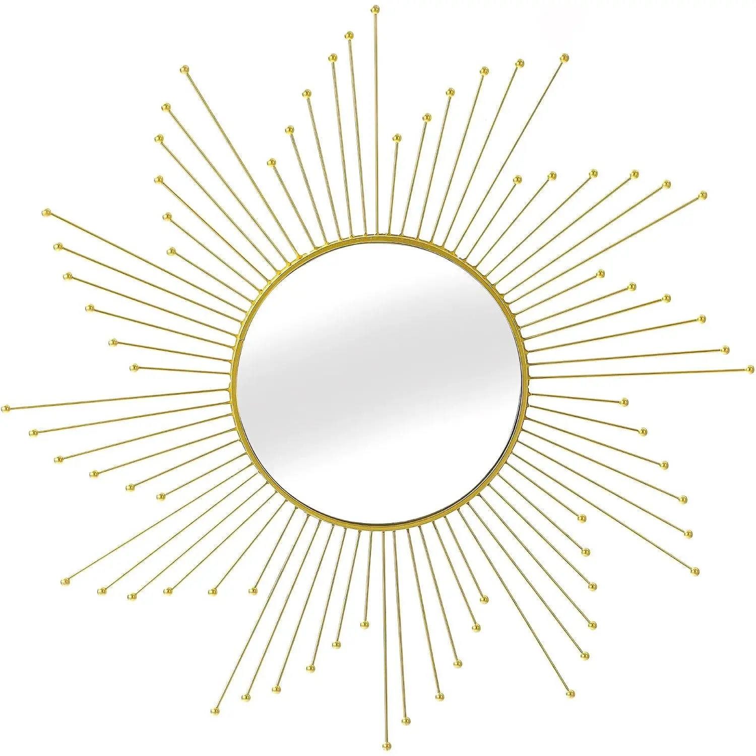 Large  Sunburst Mirror - 31" Starburst Wall Mirror with 12" Round Glass, Mid-Century Modern Elegant  Sun Mirrors for Living Room, Bedroom, Entryway Decor