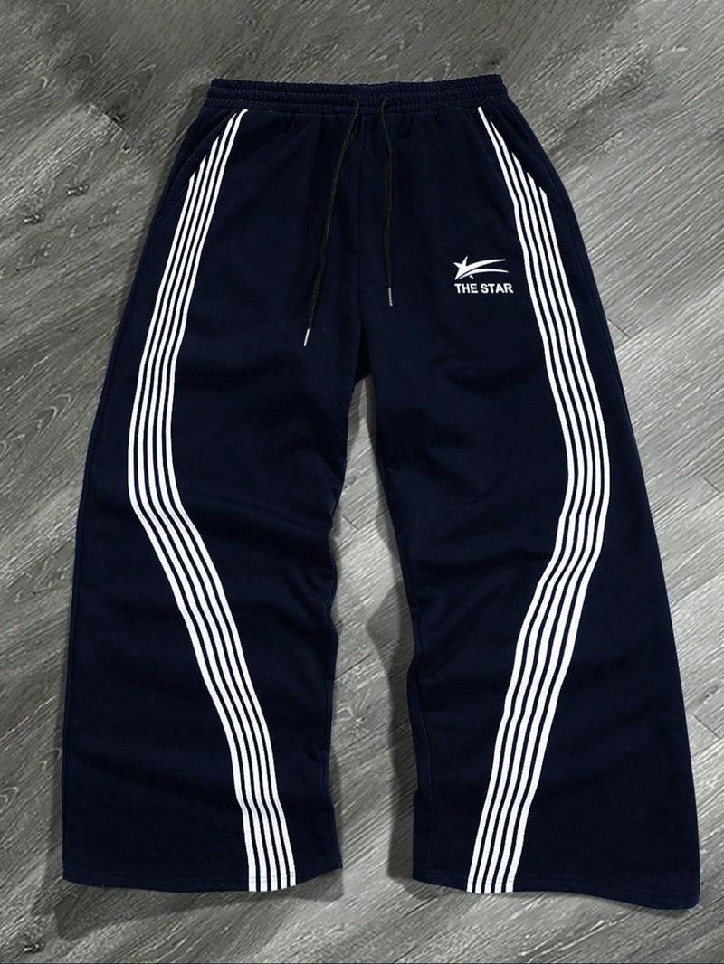 Men's Star Print Drawstring Waist Sweatpants, Athleisure Style Bottoms, Casual Comfy Regular Fit Jogger Pants for Daily Wear, Men's Trousers for All Seasons